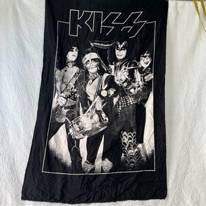 KISS 76 Tour Wall Hanging Cloth Banner Poster 34x54 Black White Large Vintage